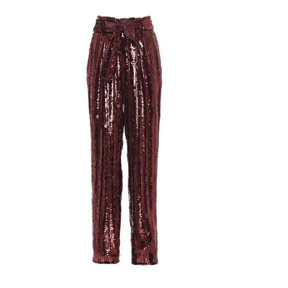 💎🔥SALLY LAPOINTE Striped Belted Sequined Pants - Picture 3 of 13